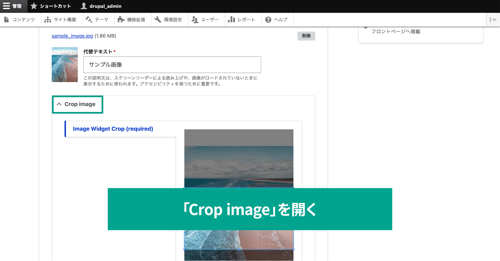 スクリーンショット「Crop imageを開く」
